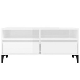 Berkfield Tv Cabinet High Gloss White 100X34.5X44.5 Cm Engineered Wood - thumbnail 6