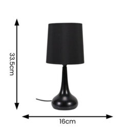 Valuelights Teardrop Pair Of Black Touch Table Lamps With Black Shade - thumbnail 5