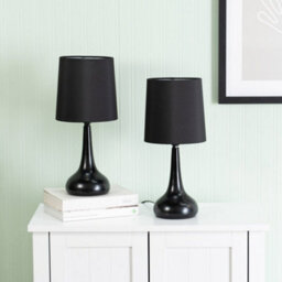 Valuelights Teardrop Pair Of Black Touch Table Lamps With Black Shade - thumbnail 3