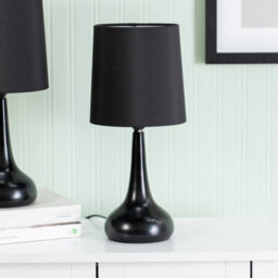 Valuelights Teardrop Pair Of Black Touch Table Lamps With Black Shade - thumbnail 4