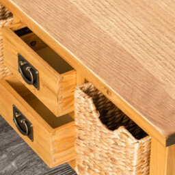 Surrey Oak 90Cm Coffee Table With Baskets & Drawers - Fully Assembled By Roseland Furniture - thumbnail 6