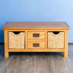 Surrey Oak 90Cm Coffee Table With Baskets & Drawers - Fully Assembled By Roseland Furniture - thumbnail 7