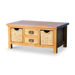 Surrey Oak 90Cm Coffee Table With Baskets & Drawers - Fully Assembled By Roseland Furniture - thumbnail 4
