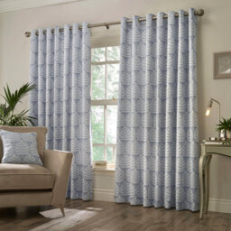 Paoletti Botanical Room Darkening Eyelet Curtain Pair Blue (W)229Cm X (D)137Cm