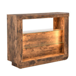 Furniture in Fashion Fiesta Wooden Bar Table Unit In Rustic Oak With Led Lights - thumbnail 3