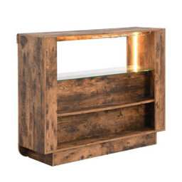 Furniture in Fashion Fiesta Wooden Bar Table Unit In Rustic Oak With Led Lights - thumbnail 6