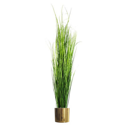 Leaf 130Cm Artificial Extra Large Grass Plant With Gold Metal Planter - image 1