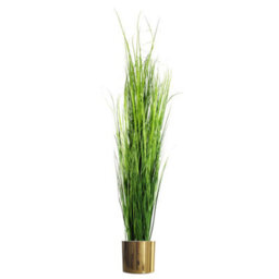 Leaf 130Cm Artificial Extra Large Grass Plant With Gold Metal Planter