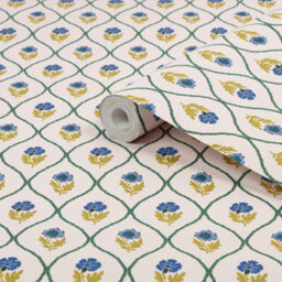 Joules Trellis Floral Cream Gold Wallpaper - thumbnail 3