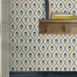 Joules Trellis Floral Cream Gold Wallpaper - thumbnail 6