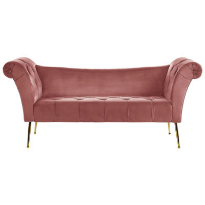 Beliani Chaise Longue Nantilly Velvet Pink - image 1