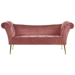 Beliani Chaise Longue Nantilly Velvet Pink - thumbnail 1