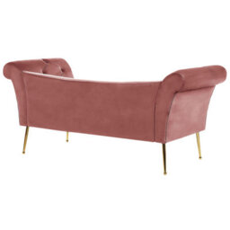 Beliani Chaise Longue Nantilly Velvet Pink - thumbnail 5
