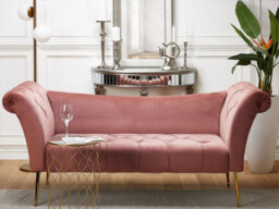 Beliani Chaise Longue Nantilly Velvet Pink - thumbnail 2