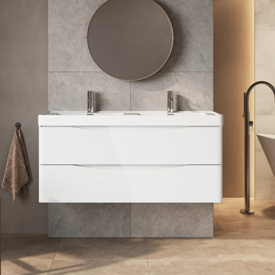 Plum&clay Eden Gloss White Wall Hung Vanity Unit With Ceramic Basin (W)1200mm - image 1