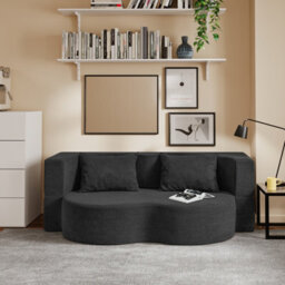 Sobuy Sofa Bed With Removable Cover 69.7X42.1X12.6 Inch Load Capacity 227 Kg Fst101-Sch - Black - thumbnail 3
