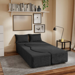 Sobuy Sofa Bed With Removable Cover 69.7X42.1X12.6 Inch Load Capacity 227 Kg Fst101-Sch - Black - thumbnail 4