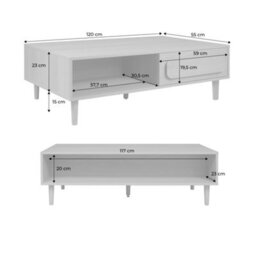Sweeek - Vintage Walnut Wood Effect Coffee Table With 1 Drawer Juliana 120X55X38 Cm - thumbnail 5