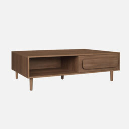 Sweeek - Vintage Walnut Wood Effect Coffee Table With 1 Drawer Juliana 120X55X38 Cm - thumbnail 1