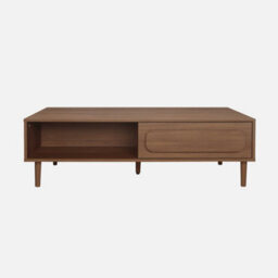 Sweeek - Vintage Walnut Wood Effect Coffee Table With 1 Drawer Juliana 120X55X38 Cm - thumbnail 4