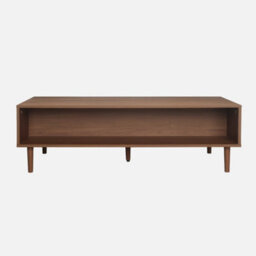 Sweeek - Vintage Walnut Wood Effect Coffee Table With 1 Drawer Juliana 120X55X38 Cm - thumbnail 3