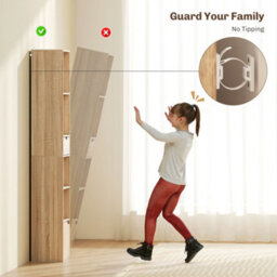 Homcom Narrow Bookshelf With Drawer, Tall Bookcase For Living Room, Natural - thumbnail 6