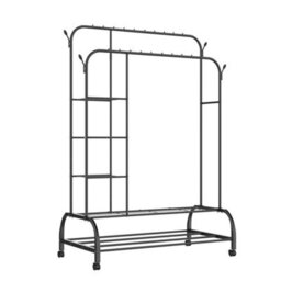 Heavy Duty Double Clothes Rail Rack Garment Hanging Stand Wardrobe Metal Shelf