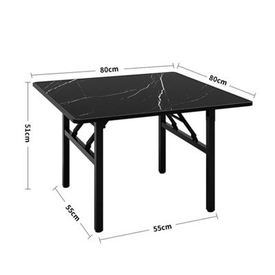 Black Marble-80Cm Foldable Square Marble Dining Table Metal Frame - image 1