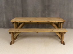 Arbor Garden Solutions Picnic Bench And Table Set, Aspen Wooden Patio Furniture (7Ft, Rustic Brown) - thumbnail 3