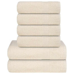 Berkfield 6 Piece Towel Set Cream 360 Gsm 100% Cotton