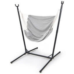 Gainoom Grey Hammock Chair With Stand Indoor Outdoor Heavy Duty Swing Chair