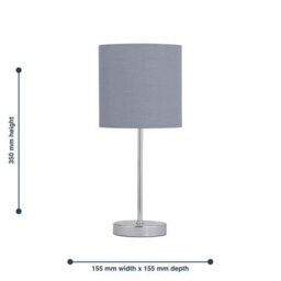 First Choice Lighting Chrome Stick Table Lamp With Grey Cotton Shade - thumbnail 7