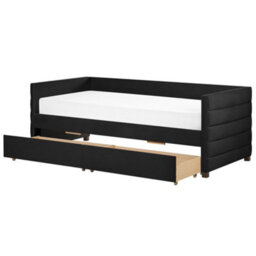 Beliani Daybed With Storage Velvet Marray Ii 90 X 200 Cm (Eu Single) Black - thumbnail 1