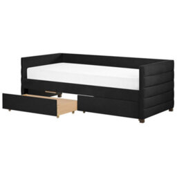 Beliani Daybed With Storage Velvet Marray Ii 90 X 200 Cm (Eu Single) Black - thumbnail 6