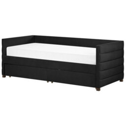 Beliani Daybed With Storage Velvet Marray Ii 90 X 200 Cm (Eu Single) Black - thumbnail 5