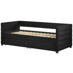 Beliani Daybed With Storage Velvet Marray Ii 90 X 200 Cm (Eu Single) Black - thumbnail 8