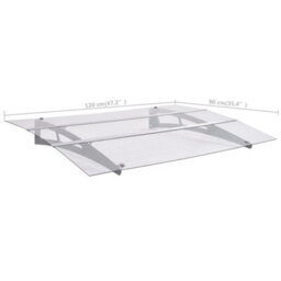 Berkfield Door Canopy Silver And Transparent 120X90 Cm Polycarbonate - thumbnail 6