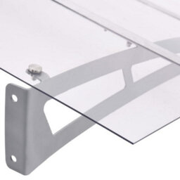 Berkfield Door Canopy Silver And Transparent 120X90 Cm Polycarbonate - thumbnail 4