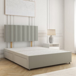 Bsspoke Sienna Divan Bed Set In Silver Plush Velvet 24Inch Headboard & 2 Drawers Same Side & No Mattress 3Ft 4Ft 4Ft6 5Ft 6Ft - thumbnail 1