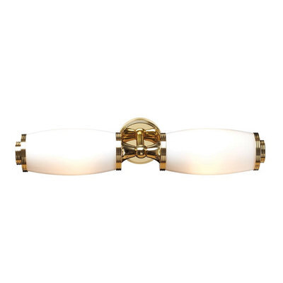Luminosa Lighting Luminosa Eliot 2 Light Bathroom Twin Wall Light Polished Brass Ip44, G9 - image 1