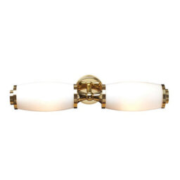 Luminosa Lighting Luminosa Eliot 2 Light Bathroom Twin Wall Light Polished Brass Ip44, G9 - thumbnail 1