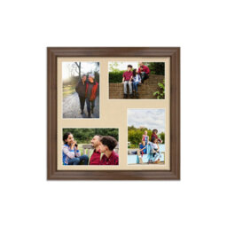 AK Frames 12X12 Walnut Classic Multi Photo Frame With Ivory Mount - Holds 4 Apertures (4X) 6X4 Photos