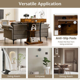 Costway T-Shaped Industrial Console Table Narrow Sofa Side Table Entryway Display Shelves - thumbnail 6