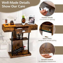 Costway T-Shaped Industrial Console Table Narrow Sofa Side Table Entryway Display Shelves - thumbnail 7
