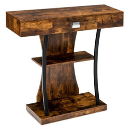 Costway T-Shaped Industrial Console Table Narrow Sofa Side Table Entryway Display Shelves - thumbnail 2