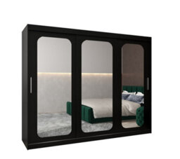 Arte Uppsala T3 Sliding Door Wardrobe 250Cm In Black - Dramatic Mirrored Storage For Modern Bedrooms - thumbnail 2