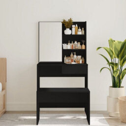 Vidaxl Dressing Table With Mirror Black 74.5X40X141 Cm - thumbnail 3