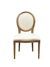 Aspect Furniture Set Of 2 Reiss French Country Solid Wood Dining Chairs, Beige Linen - thumbnail 3