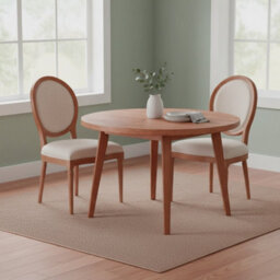 Aspect Furniture Set Of 2 Reiss French Country Solid Wood Dining Chairs, Beige Linen - thumbnail 2