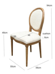 Aspect Furniture Set Of 2 Reiss French Country Solid Wood Dining Chairs, Beige Linen - thumbnail 7